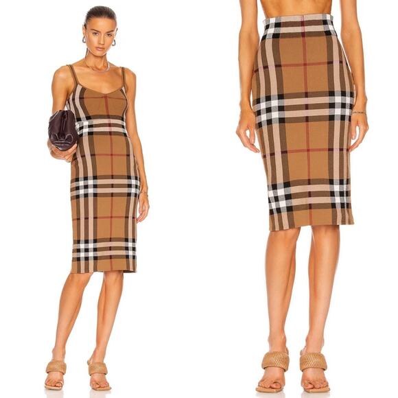 Burberry Kammie Check Skirt in Birch Brown - Picture 7 of 17